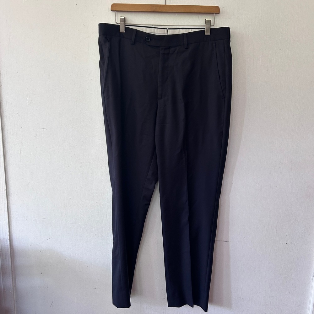 Santorelli Roma Italian Wool Dress Pants Mens 34 Navy Old Money Preppy Luxe